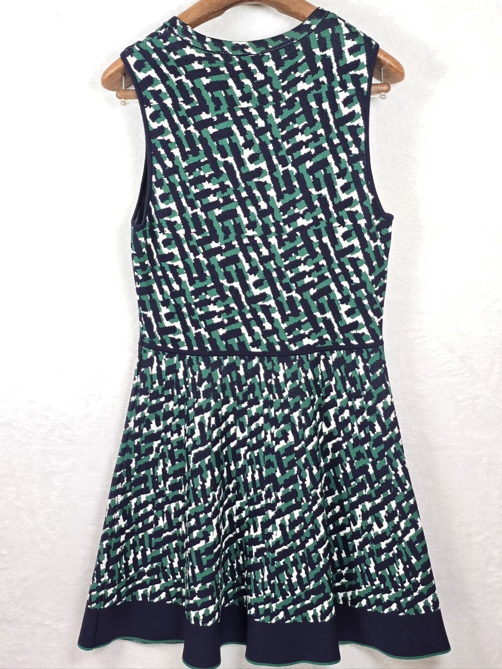 Eliza J Green- Navy Sleeveless Geometric Knit Fit & Flare Sweater  Dress Sz.PL - Picture 8 of 16